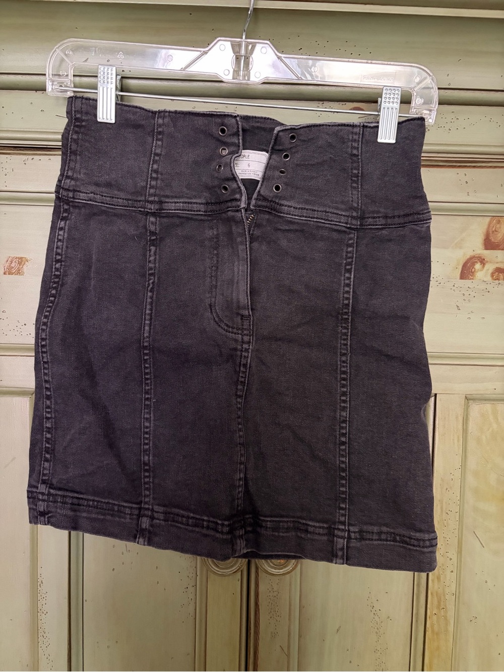 Free People Black High-Waist Mini Skirt